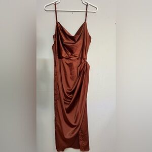 Brown satin dress